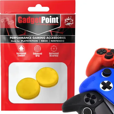 Produktbild von Thumbgrips - Thumb Grips voor PlayStation, PS5, Xbox X/S, One & Switch Pro Controller - Gaming Thumbgrips - Performance Anti-Slip Thumbsticks - Bescherming Accessoires - Thumbgrips 8 stippen - Geel -