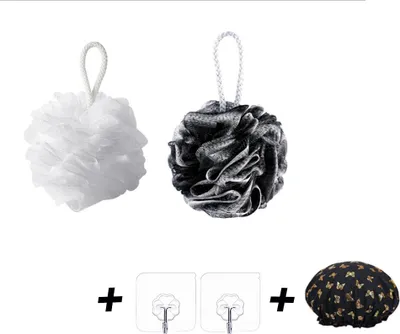 Produktbild von Bade-Luffa-Schwamm, 80 g, großer Duschschwamm, Netzgewebe, Körperpeeling-Schwamm für Männer und Frauen, 4er-Pack, Grau