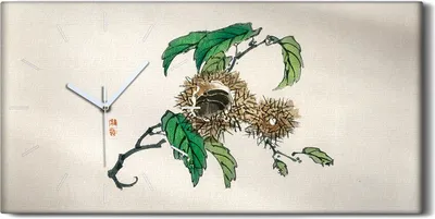 Produktbild von Wanduhr Uhr Wandbild Leinwand 60x30 Malerei Asiatischer Zweige Blätter Kunst - weiße Hände