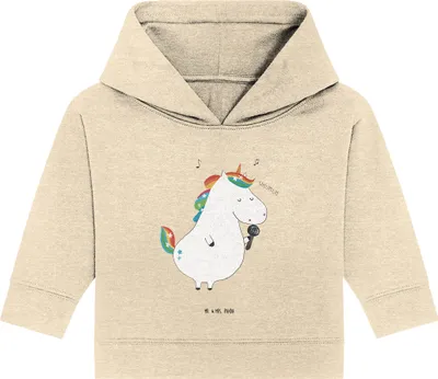 Produktbild von Mr. & Mrs. Panda Organic Baby Hoodie Einhorn Sänger 24. - 36. Monat - Natural Raw - Geschenk, Kapuzenshirt, Party, Fest, Einhörner, Unicorn, Geburtstag, Kapuzensweatshirt