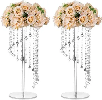 Productafbeelding van Famanu bloemenvaas, 2 stuks, 60 cm hoog - Acrylvazen voor een elegante tafeldecoratie