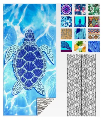 Produktbild von Strandtuch XXL Mikrofaser Badetuch Schildkröte 1Set 180x90 Schnelltrocknend Dünn Leicht