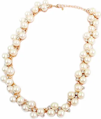 Produktbild von Elegante Damen-Halskette mit Kunstperlen, glänzendem Strass-Kragen, Valentinstagsgeschenk