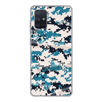 Produktbild von MuchoWow® Handyhülle Schutzhülle Hülle für Samsung Galaxy A51 Blaues und weißes Camouflage-Muster Silikon Softcase Handy Hülle - Schutzabdeckung