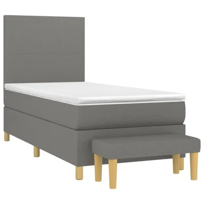 Image de vidaXL Lit boxspring avec matelas gris foncé 90x200 cm Tissu