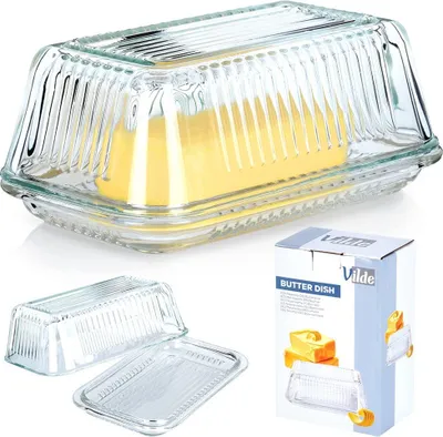 Produktbild von Vilde Butterdose Butterschale Butterbehälter Butterglocke aus Glas