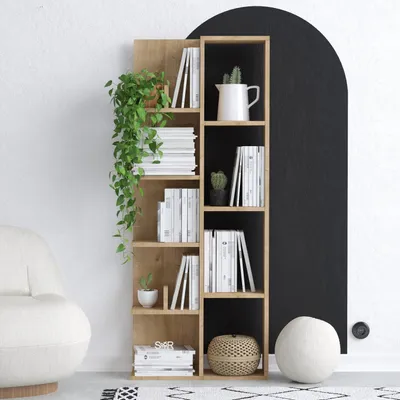 Produktbild von Skye Decor, Lily, Bücherregale, Eiche, Melamin-Spanplatte, 60 x 150 x 18 cm