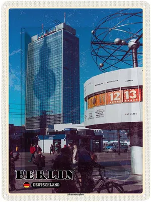 Produktbild von vianmo Blechschild 40x30 cm Berlin Alexanderplatz Hauptstadt Bildmotiv Reisemotiv Abenteuer Reisen Urlaub