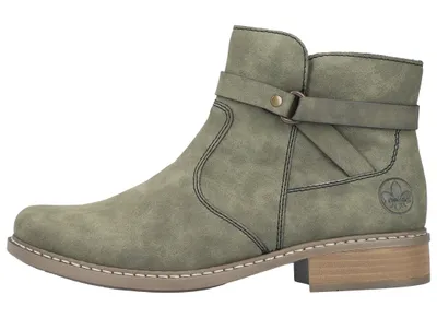Image de Bottines Rieker pour femmes Coutures contrastées Fermeture éclair Lanières décoratives Z4167, Taille:42 EU, Couleur:Vert