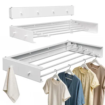 Wandwasrek inklappbar 80 cm 5 Stangen 25 kg weiß