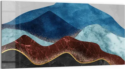 Produktbild von DEQORI Glasbild Echtglas 100x50 cm 'Abstrakter Gipfelglanz' Wandbild Bild modern Deko