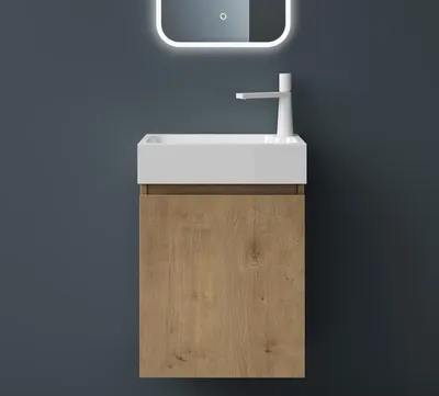 Produktbild von Mai & Mai Badmöbelset Badezimmermöbel bestehend aus Waschbecken und Waschbeckenunterschrank in Kerneiche, BTH: 46x26x63cm Pisa02