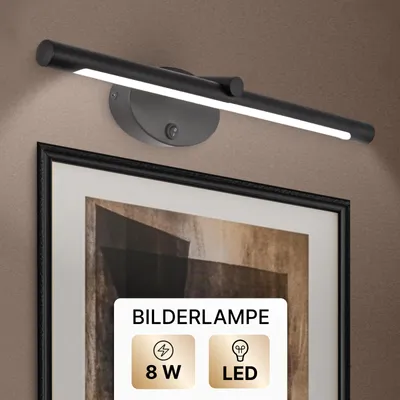 Zdjęcie produktu dla Oświetlenie LED do obrazów, czarne, jednoźródłowe, z wtykiem, model ARTE LAMP Ronnie, 8 W, 440 lm, 4000 K, do obrazów i luster, wymiary: 46 x 11 x 5 cm, kod produktu: A8025AP-1BK