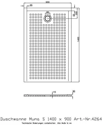 Produktbild von Hoesch Mineralguss-Duschwanne Muna S 140x90x3cm, weiß, Antirutsch