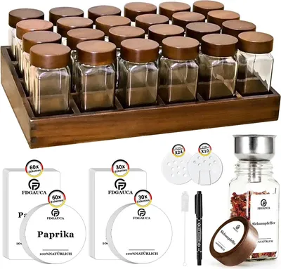 Zdjęcie produktu dla Zestaw słoików na przyprawy, w tym stojak na przyprawy, pojemność 120 ml, 24 sztuki, 1-poziomowy