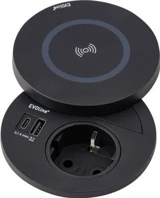 Produktbild von Einbausteckdose Circle80 Bürosteckdose Qi-Ladestation kabellos USB A/C