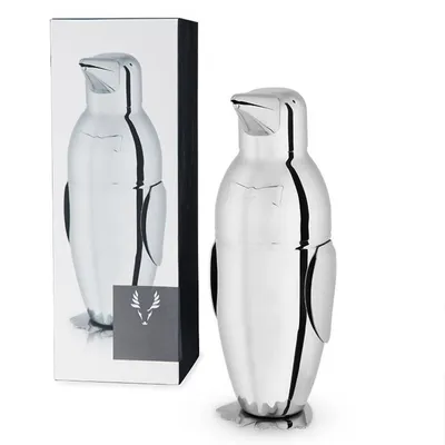 Produktbild von Pinguin Cocktail Shaker mit Sieb, Edelstahl Cobbler Shaker für Margaritas, Whiskey Sours & andere Cocktails, 500ml