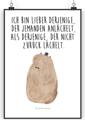 Produktbild von Mr. & Mrs. Panda Bild Murmeltier DIN A3 - Weiß - Geschenk, Wanddeko, Anstand, Fröhlichkeit, Wandbild, Plakat, Respekt, Lustige Sprüche, Freundlichkeit, drucke, Knigge