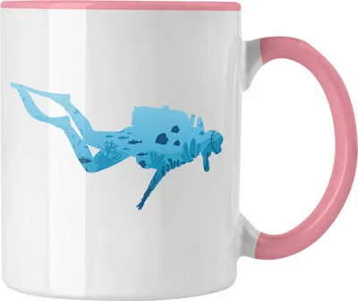 Produktbild von Trendation - Taucher Grafik Tasse Geschenk für Tauchlehrer Geschenkidee Lustig Tauchen Tauchsport Meer See (Rosa)