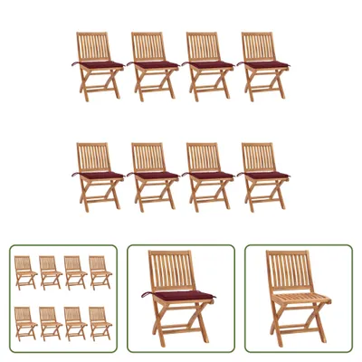 Produktbild von The Living Store Klappbare Gartenstühle mit Kissen 8 Stk. Massivholz Teak