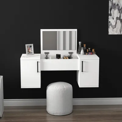 Produktbild von Skye Decor, Mercan, Schminktische, Weiß, Melamin-Spanplatte, 100 x 74,1 x 35 cm