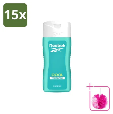 Immagine prodotto di 15 flaconi di gel doccia Reebok Cool Your Body - 400 ml - Confezione risparmio - 15 pezzi