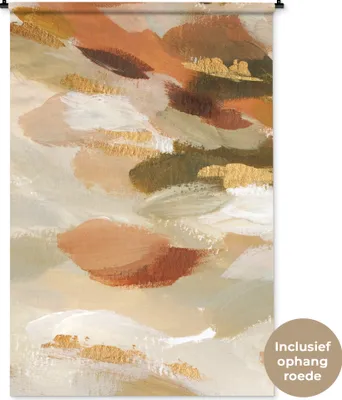 Produktbild von MuchoWow® Wandteppich Wandbehang Farbe - Gold - Rot 120x180 cm Tapisserie Dekoration Wandtuch - Schlafzimmer - Dekorationen für das Haus