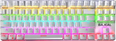 Produktbild von BAJEAL K200 mechanische Tastatur mit 87 Tasten, RGB-Lichteffekt | schwebende Tasten | zweifarbige Injektionstastenkappen | ergonomisches Design, grüner Schalter, weiß