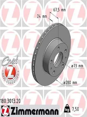 Produktbild von 2 Zimmermann Bremsscheiben 280mm vorne Citoren Fiat Peugeot