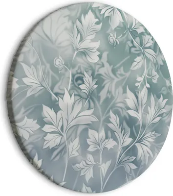 Zdjęcie produktu dla Włoski okrągły obraz na płótnie - Ornamenty w stonowanych turkusach: Delikatny wzór roślinny 80x80 cm Wzór f-H-10014-bc-a