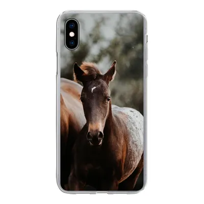 Produktbild von MuchoWow® Handyhülle Schutzhülle Hülle für iPhone Xs Pferde - Wald - Berge Silikon Softcase Handy Hülle - Handytasche