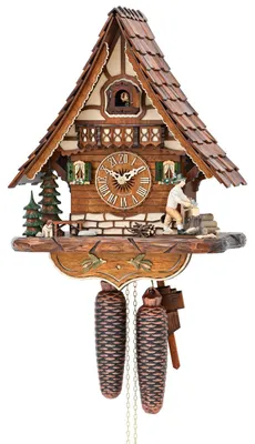 Produktbild von Cuco Clock Kuckucksuhr Schwarzwalduhr "Holzleben" 36 x 30 x 17cm Wanduhr aus Holz, 8 - Tage Werk, manuelle Nachtabschaltung