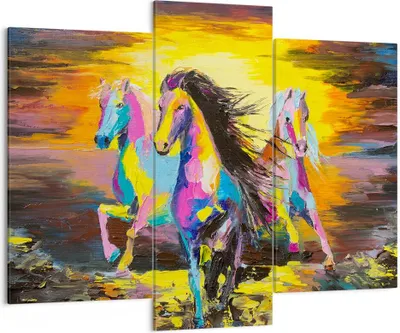 Produktbild von Bild auf Leinwand - Leinwandbild - Pferd Natur Tier - 130x100cm - Wand Bild - Wanddeko - Leinwanddruck - Bilder - Kunstdruck - Wanddekoration - Leinwand bilder - Wandkunst - CB130x100-3433