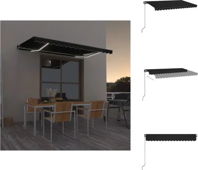 Immagine prodotto di vidaXL Tenda da sole manuale a scomparsa con LED 400x350 cm Antracite - Tende da sole