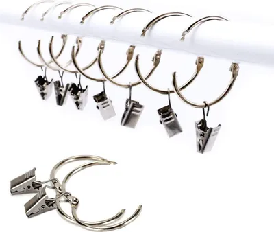 Produktbild von 25 Stück Vorhangring mit Clips Haken, Rostfreier Stahl Fenster Gardinen Hängender Ring, Rostfreies Metall, Leicht zu öffnen und Schließen, 38 mm Innendurchmesser (Silber)