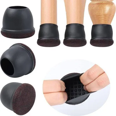 Produktbild von Famanu Stuhlbeinschoner aus Filz - rund, schwarz, Durchmesser 30-40 mm, 16 Stück