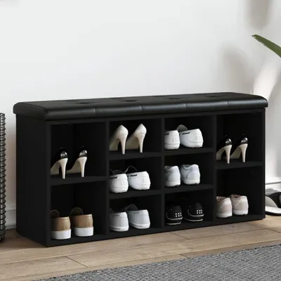 Obrázek produktu pro vidaXL Lavice na boty černá 102x32x50 cm Materiál na bázi dřeva