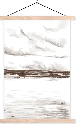 Produktbild von MuchoWow® Textilposter Meer - Himmel - Strand 120x180 cm mit holzfarbenen Rahmen - Textil-Plakat