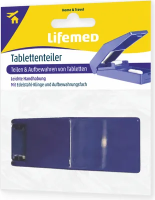 Produktbild von Lifemed Tabletten-Teiler mit Aufbewahrungsfach blau