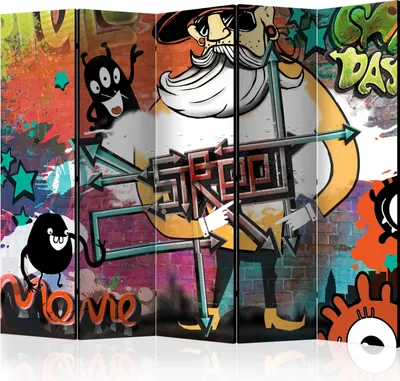 Produktbild von 5-teiliger Einseitiger Vlies Paravent - Street movie II 225x172 cm Street art i-C-0164-z-c