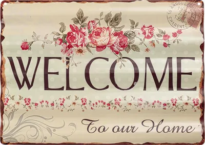 Produktbild von Moritz Blechschild 40 x 29 cm Welcome Willkommen Zuhause Rosen Blumen Deko Metallschild Retro Vintage Retro Sprüche lustig
