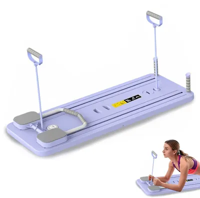Obrázek produktu pro Multifunkční fitness deska 6 v 1 – cvičební pomůcka pro břišní svaly – deska pro pilates – posilovací pomůcka pro střed těla – pro domácí cvičení – skládací – digitální počítadlo