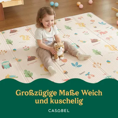 Produktbild von CASABEL Baby-Spielmatte, dick und weich, 180x150cm, Motiv Jägerbär