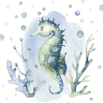Produktbild von RP 20 Servietten Seahorse - Seepferdchen unter Wasser 33x33cm