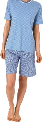 Image de Pyjama femme manches courtes avec dentelle - aussi en grande taille jusqu'à la taille 60/62 - 191 205 90 838 ; bleu , 36
