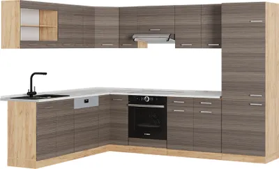 Produktbild von Eckküche Vicco R-Line Edelgrau/Goldkraft Eiche 287 x 227 cm, AP Marmor, Model 53762