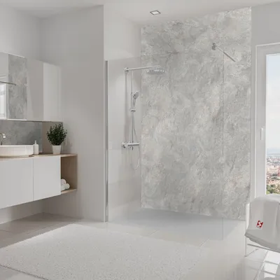 Produktbild von Schulte Duschrückwand, 150x255 cm, Wandverkleidung Stein Beige-Grau, Aluminiumverbundplatte, fugenloser Fliesenersatz, EP1901525-554