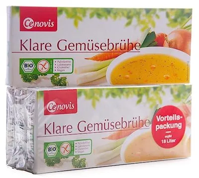 Produktbild von Cenovis Klare Gemüsebrühe, laktosefrei, glutenfrei und vegan, 4er Pack (4 x 126 g)