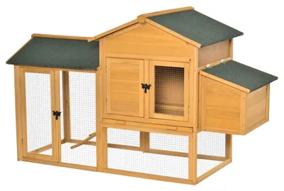 Zdjęcie produktu dla Bantam Kurnik Bantam Kurnik Z Wybiegiem Kurnik Z Okienkiem Kratowym Budka Lęgowa Drewno Jodłowe Żółty + Zielony 168X75X103 Cm