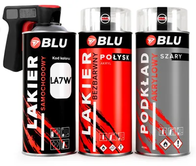 Zdjęcie produktu dla Lakier samochodowy LA7W srebrny reflexsilver klar podkład spray BLU do VW